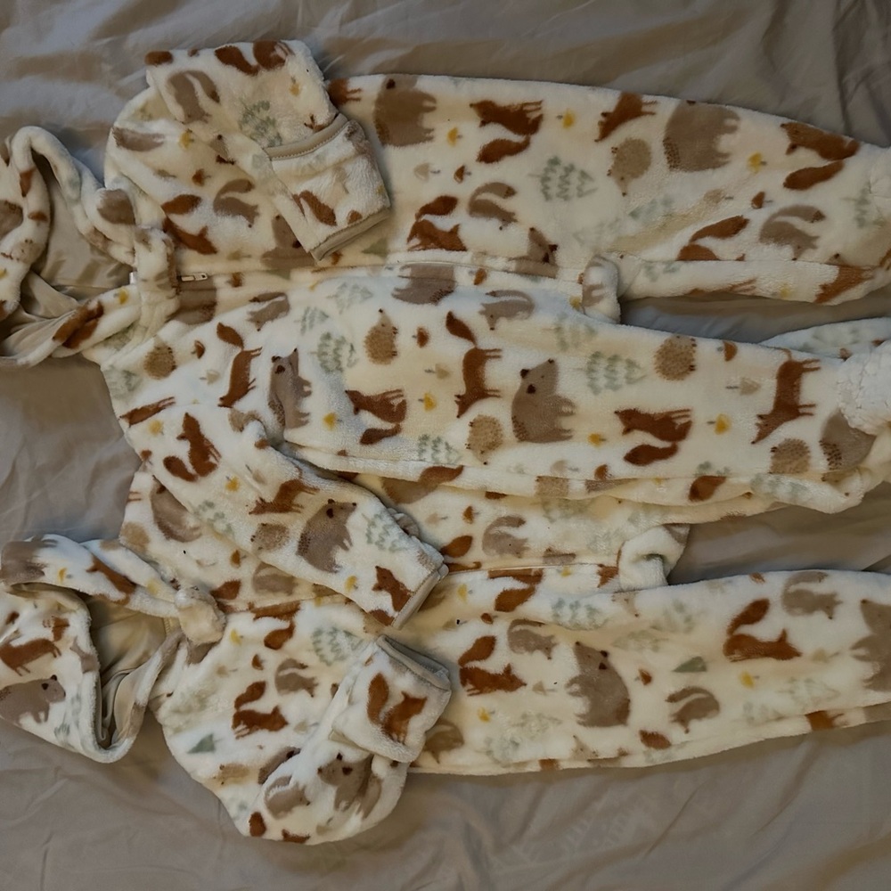 Cozy Fleece Forest Bunting Set – CHICKPEA – Sizes 3-6M & 6-9M – Twin Friendly